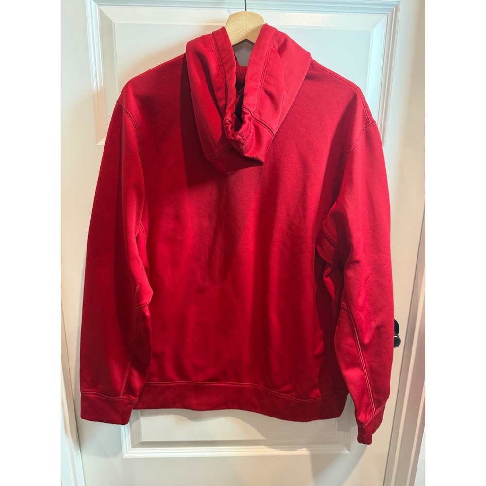 Nike Men Therma-FIT Pullover Hoodie Red Embroidered Swoosh Sweatshirt Training - Picture 2 of 11